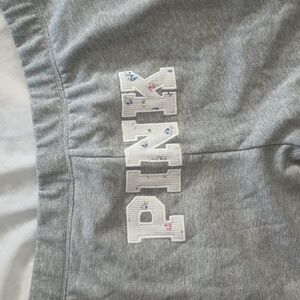 Victoria's Secret Pink - XL Boyfriend Sweatpants Gray Wide Leg Floral Butt Logo